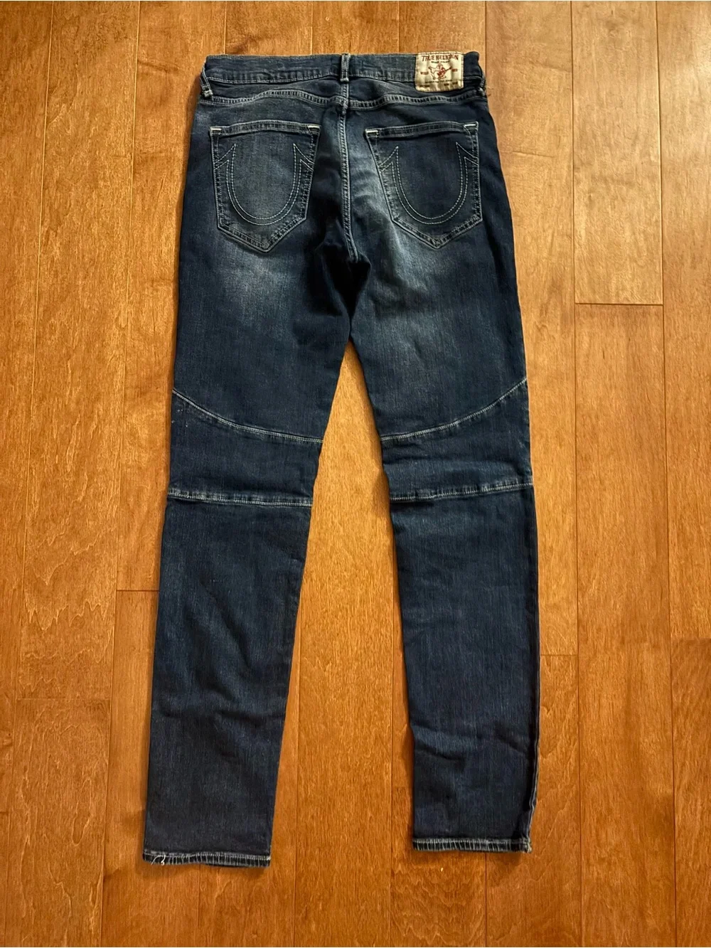 True Religion Rocco Moto Relaxed Skinny Jeans 33x34